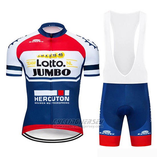 2019 Cycling Jersey Lotto NL-Jumbo Blue White Red Short Sleeve and Bib Short